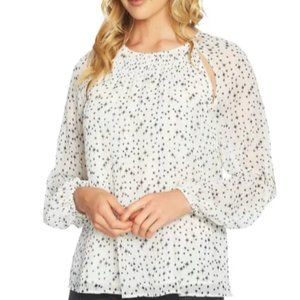 1.STATE Celestial Cutout Pintuck Blouse XX-Small, ANTIQUE WHITE STARS